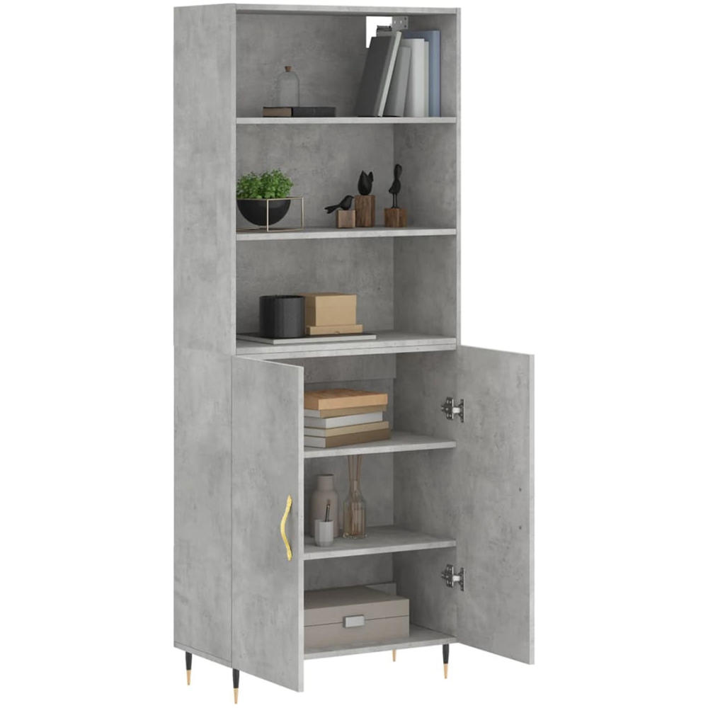 vidaXL 2 Door 3 Shelf Concrete Grey Wooden Cabinet Image 3