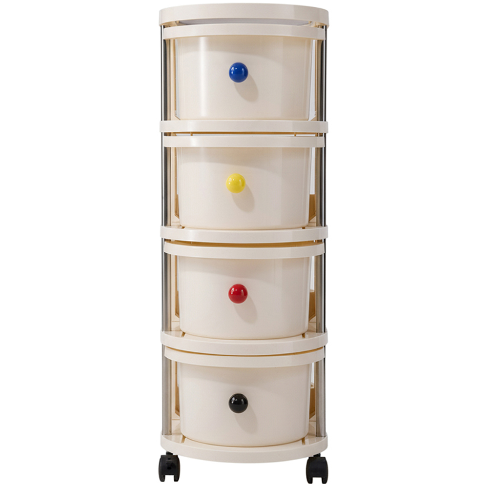 Living and Home 4 Drawer Cream Rolling Storage Cart Image 3