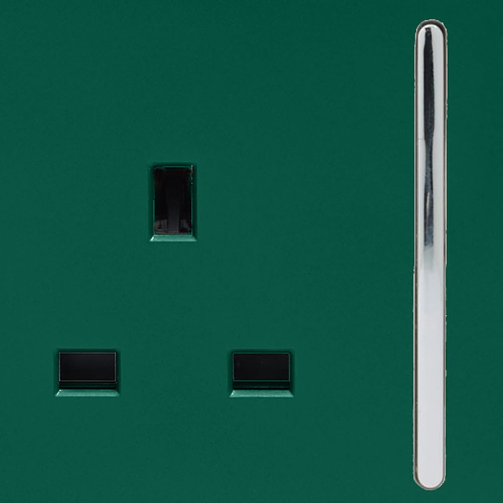 Trendi Switch 2 Gang 13amp Dark Forest Green Long Switched Plug Socket Image 2