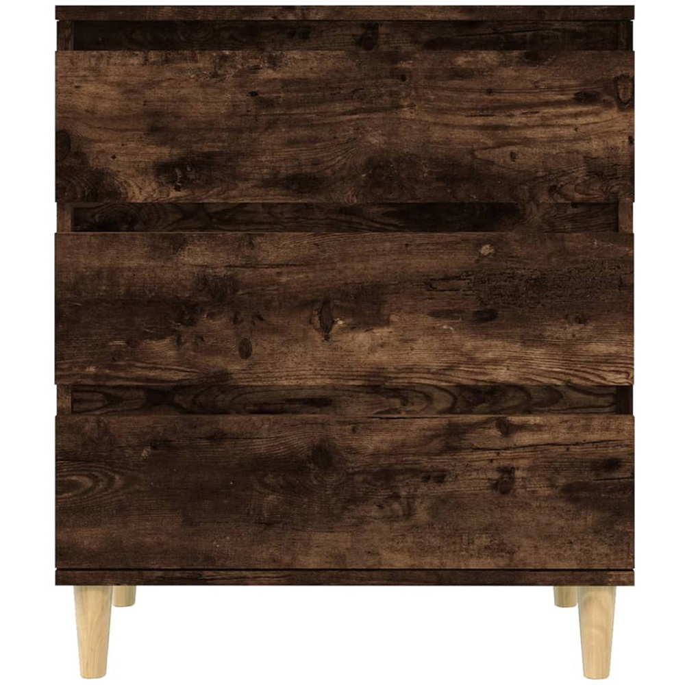 vidaXL 3 Drawer Smoked Oak Sideboard with Wooden Legs Image 6