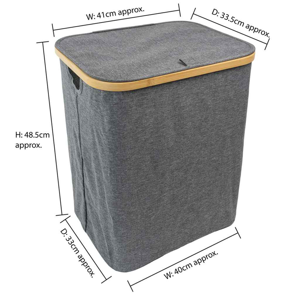 JVL Bambanio Grey Bamboo Foldable Laundry Hamper 66L Image 9