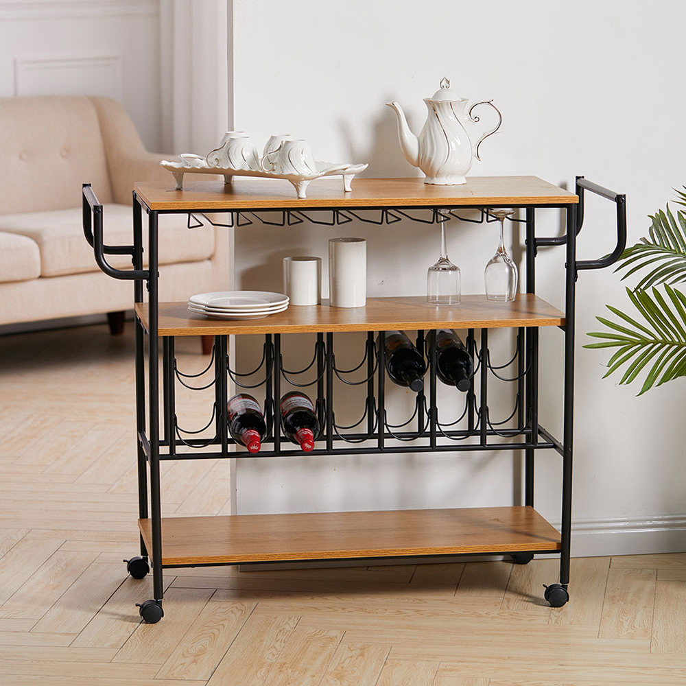 Living and Home 4 Tiers Rolling Serving Bar Cart Image 5