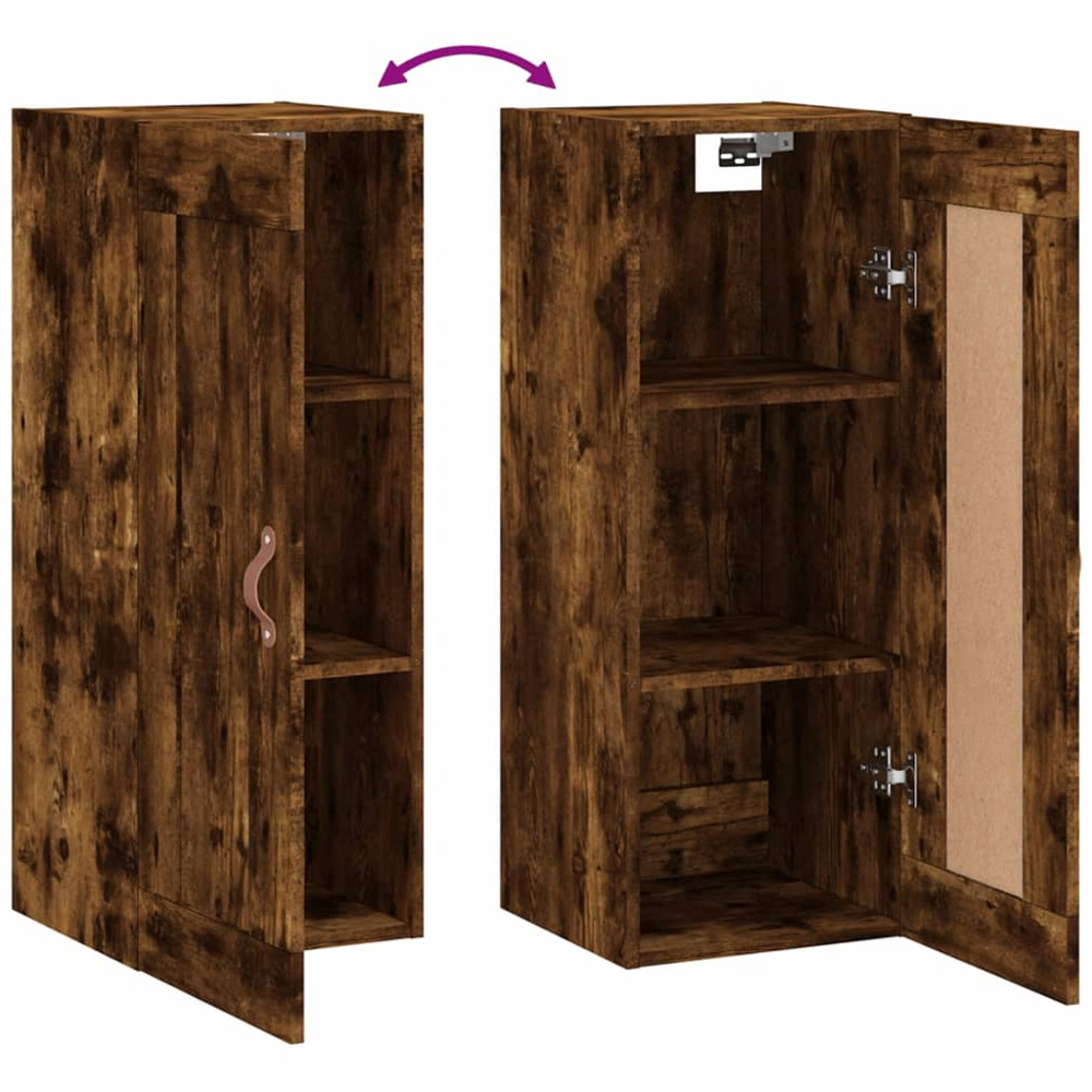 vidaXL Single Door Smoked Oak Wall Mounted Storage Cabinet Image 8
