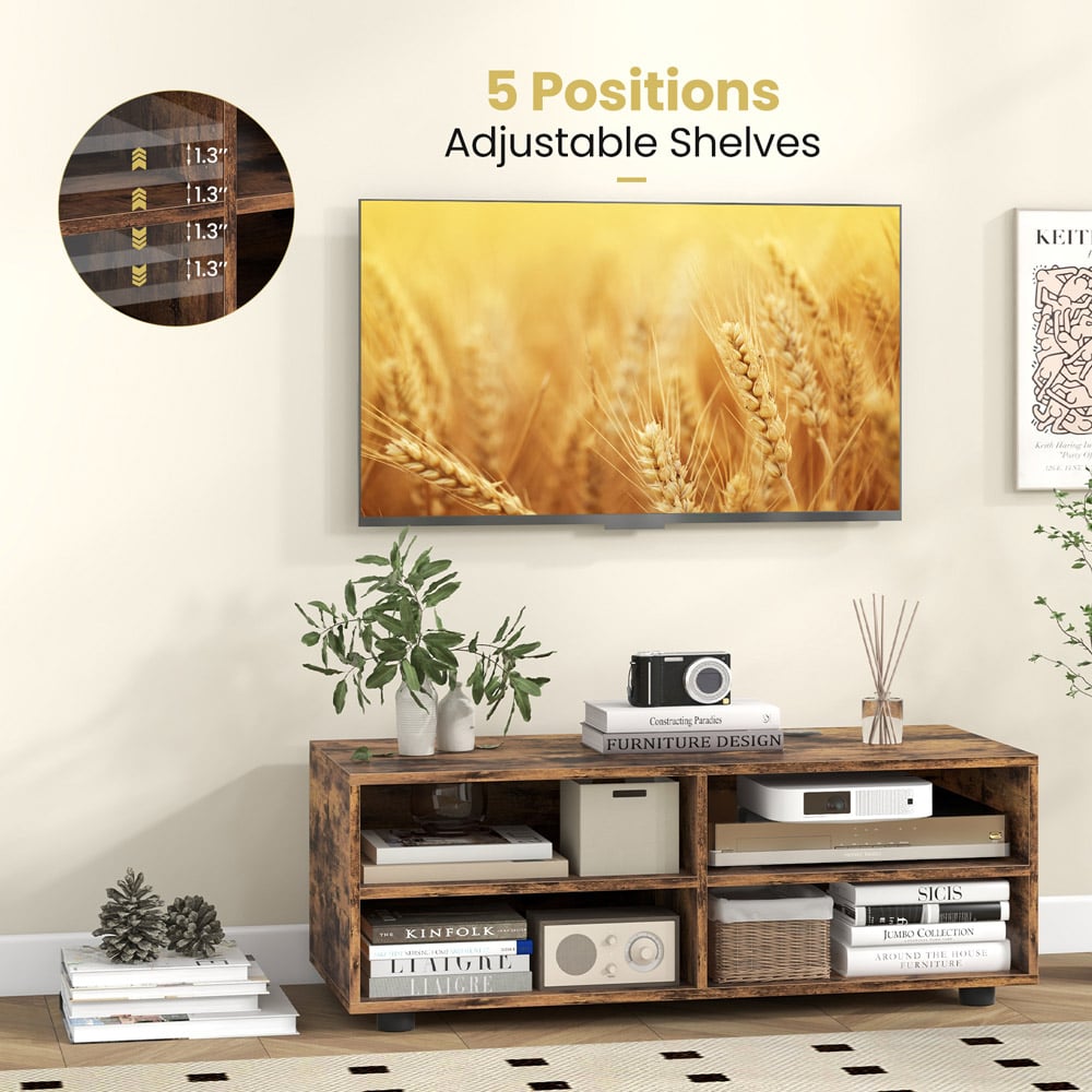 Costway 4 Shelf Rustic Brown TV Unit Image 8
