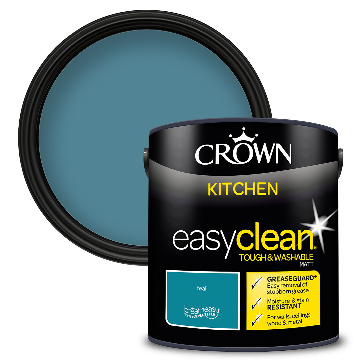 Crown Easyclean Kitchen Paint 2.5L - Teal Image 1