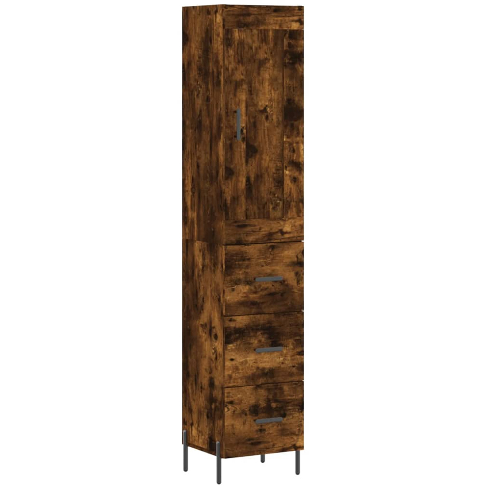 vidaXL Single Door 3 Drawer Smoked Oak Highboard Image 2