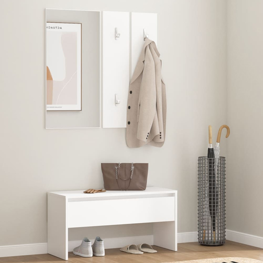 vidaXL White 3 Piece Hallway Furniture Set Image 1