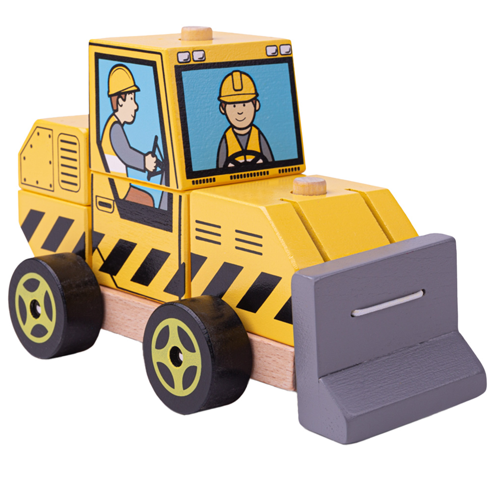 Bigjigs Toys Stacking Bulldozer Toy Yellow Image 1