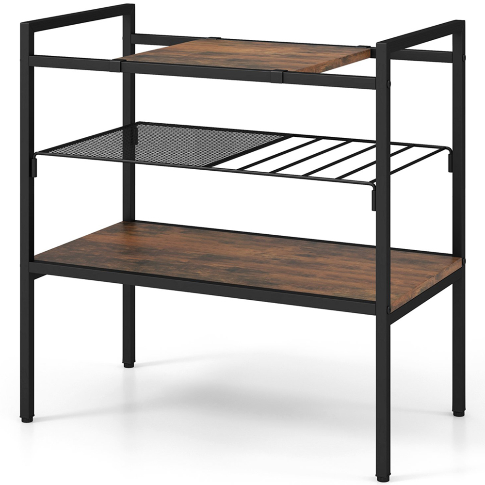 Costway 3 Shelf Rustic Brown Side Table with Removable Mesh Image 2