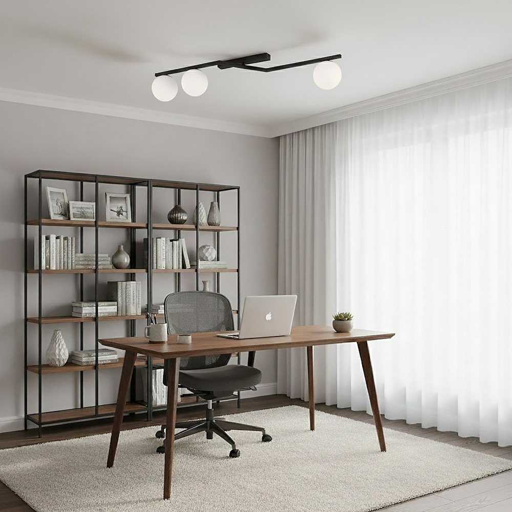 Emibig Nation 3 Light White Shade Black Ceiling Lamp Image 2