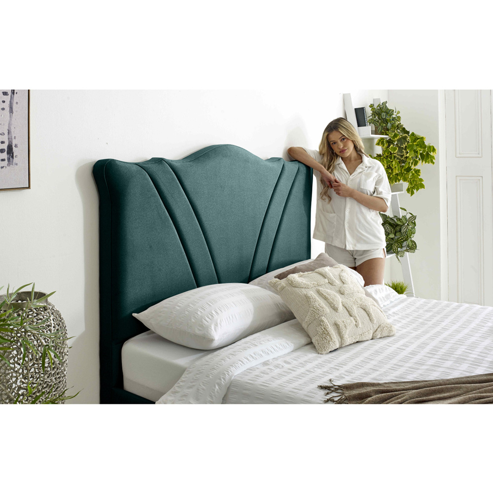 Eleganza Amaya Super King Size Green Arlington Fabric Bed Frame with Curved Headboard Image 2