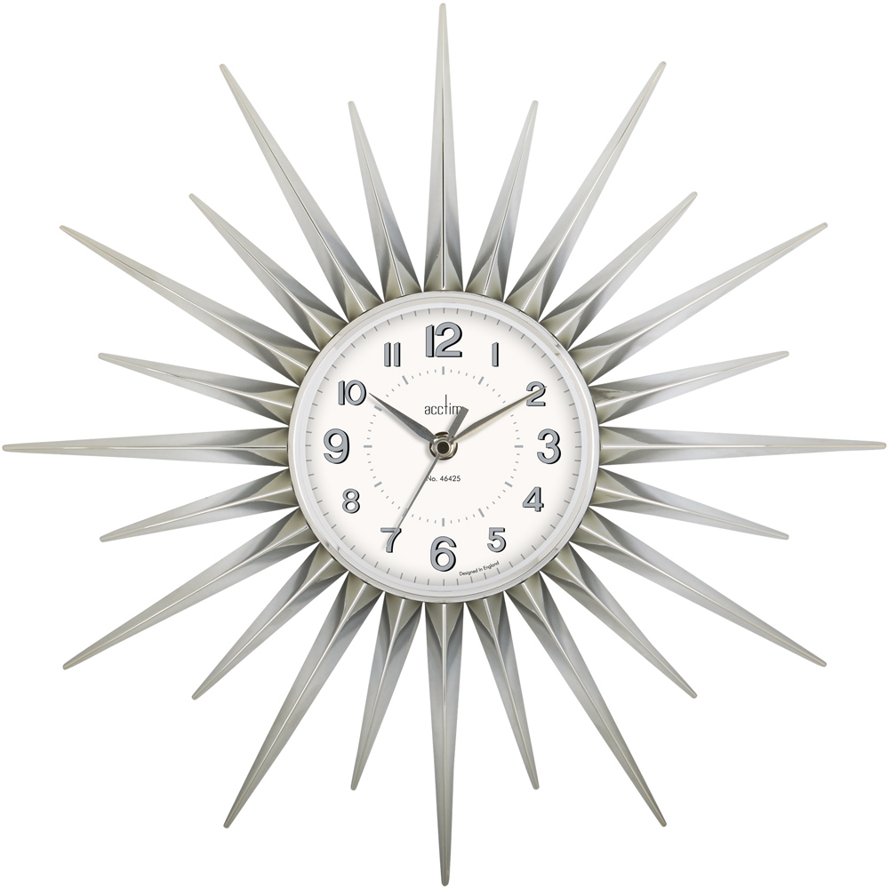 Acctim Stella Sprayed Silver Starburst Wall Clock 40cm Image 1