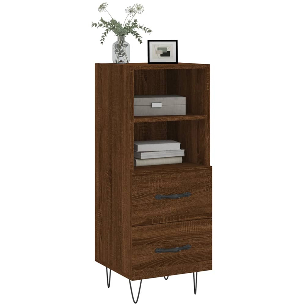 vidaXL 2 Drawer 2 Shelf Brown Oak Sideboard Image 3