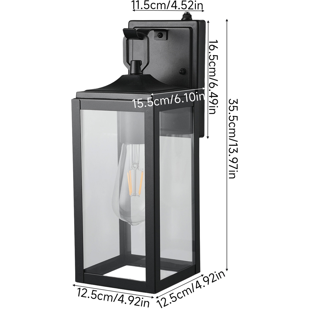 Living and Home Black Tempered Glass Shade Outdoor Sensor Wall Lamp Image 7