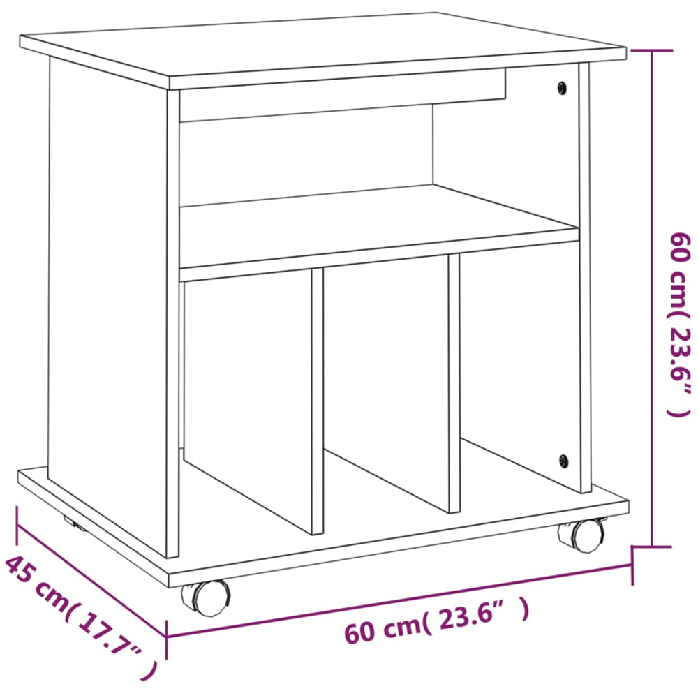 vidaXL 4 Shelf Smoked Oak Rolling Storage Cabinet Image 8