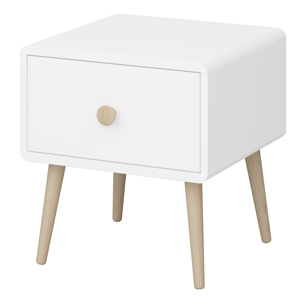Florence Gaia Single Drawer Pure White Bedside Table Image 4