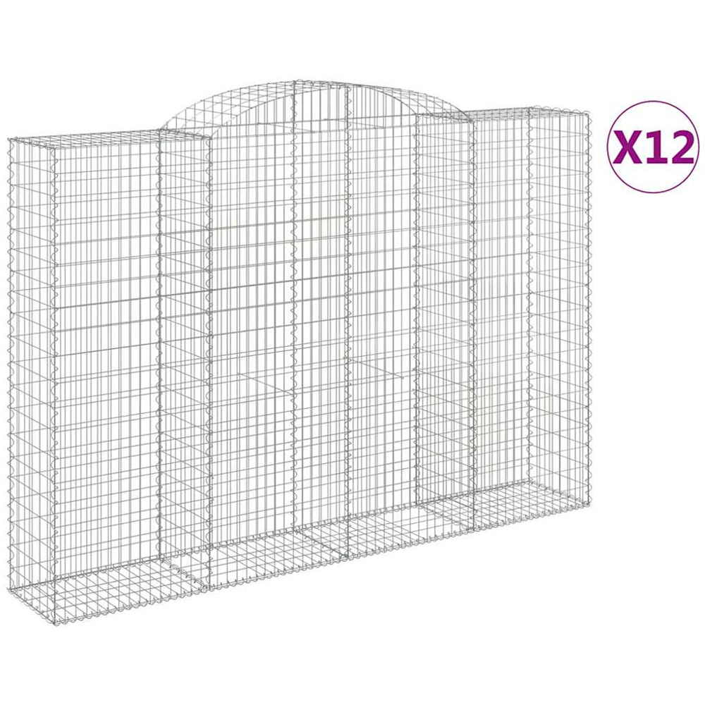 vidaXL Silver Galvanised Iron Arched Gabion Basket 300 x 50 x 200/220cm 12 Pack Image 4