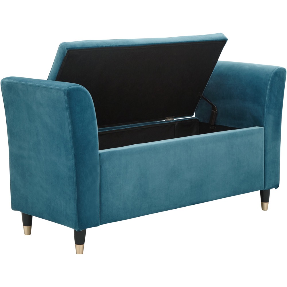 GFW Genoa Teal Blue Upholstered Window Seat With Storage Image 4