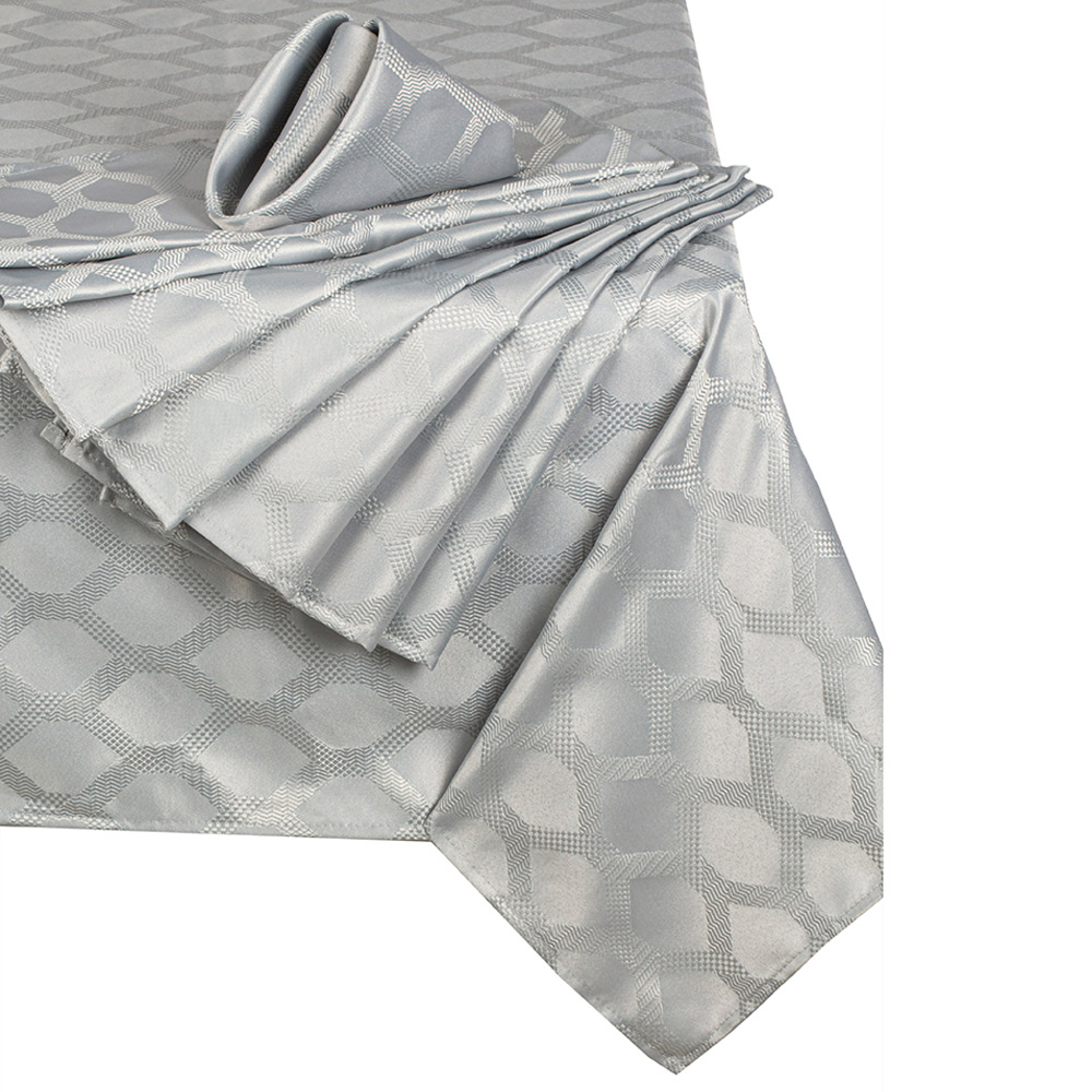 Waterside Geo Silver 9 Piece Tablecloth Set Image 1