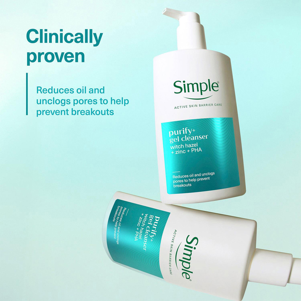 Simple Purify+ Facial Cleanser Hydrating Skin Care Face Wash Gel 240ml 6 Pack Image 5