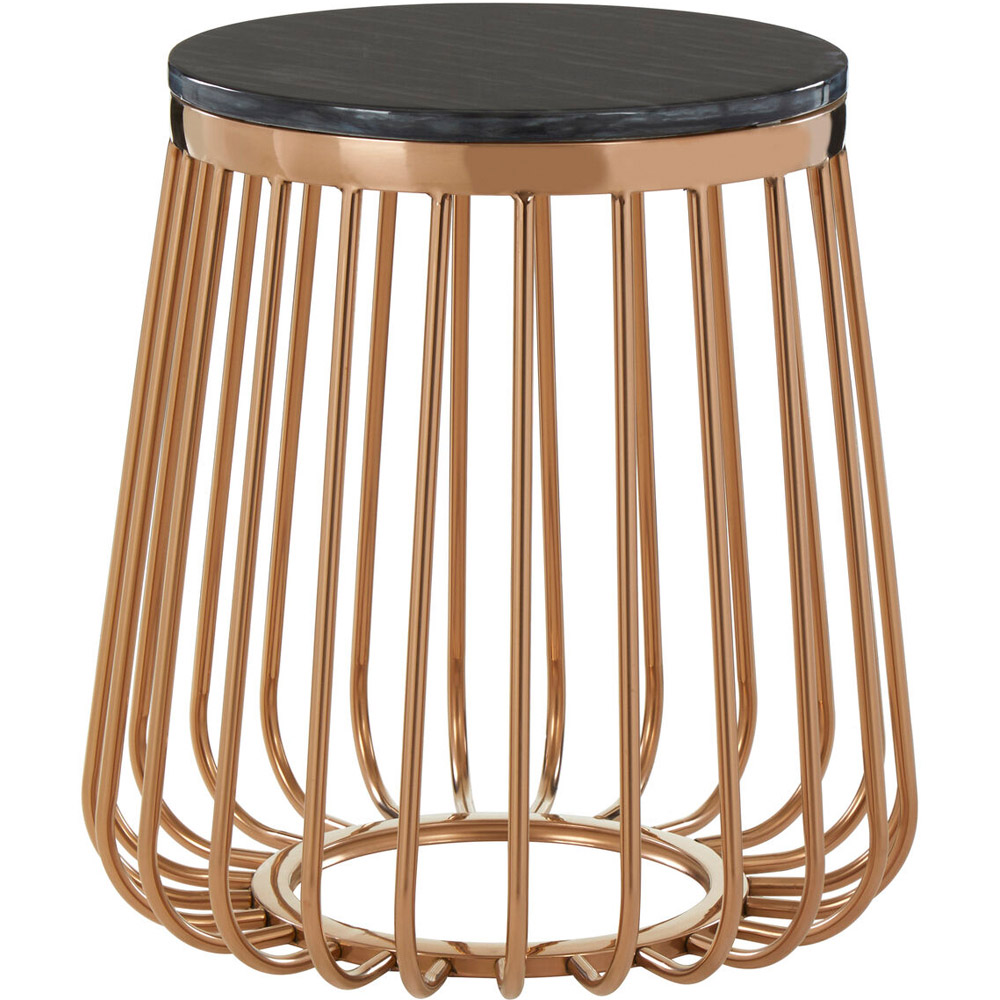 Premier Housewares Tula Rose Gold Cage Design Round Side Table Image 2