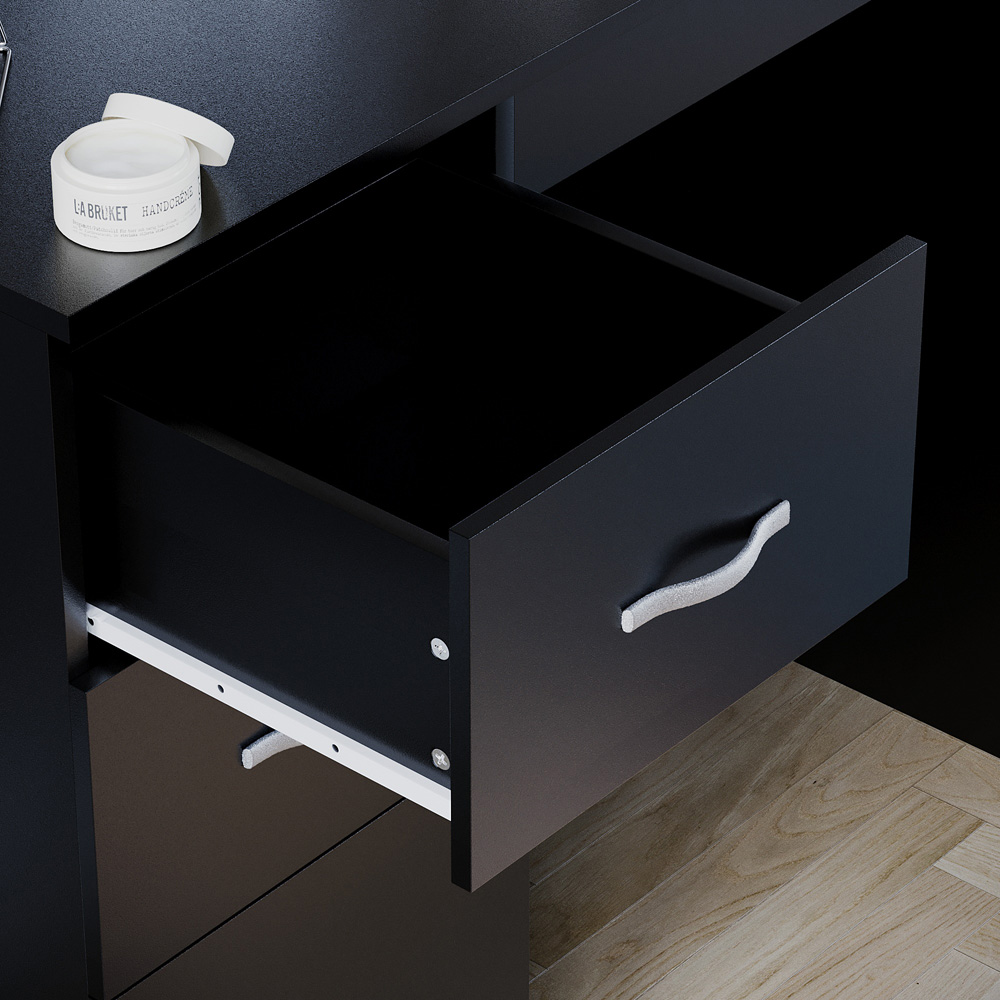 VIDA DESIGNS Riano 3 Drawer Black Dressing Table Image 4