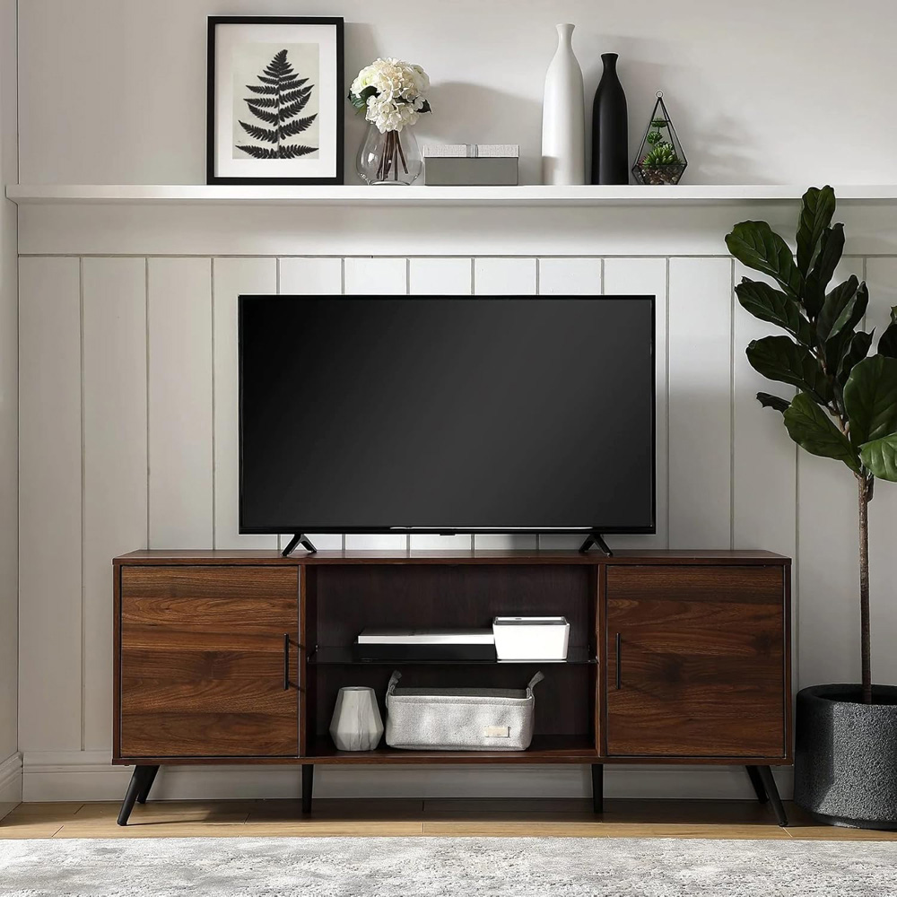 Centurion Portobello 2 Door 2 Shelf Luxury Walnut TV Cabinet Image 7