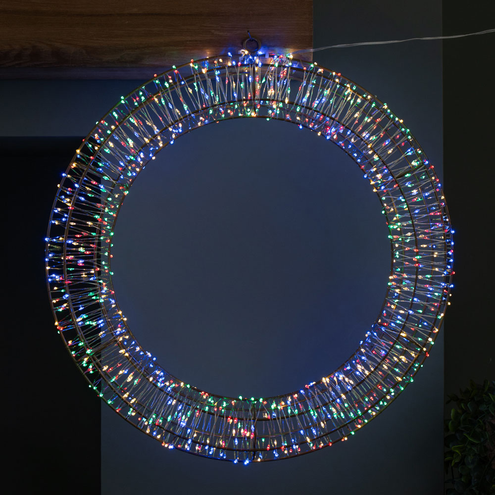 Samuel Alexander 960 Multi-Coloured LED Light-Up Christmas Wreath 45cm Image 1
