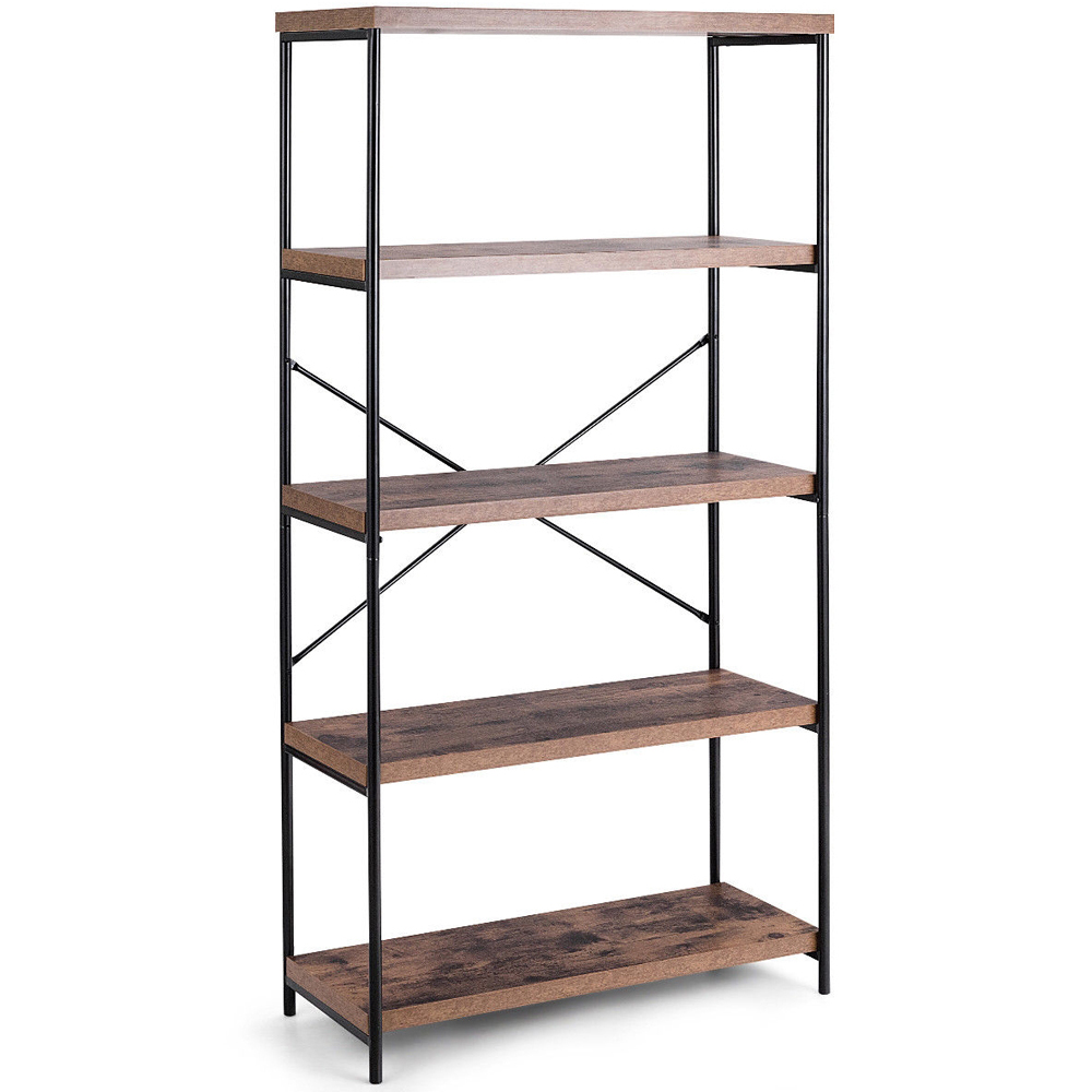 Costway 4 Shelf Brown Bookshelf Image 2