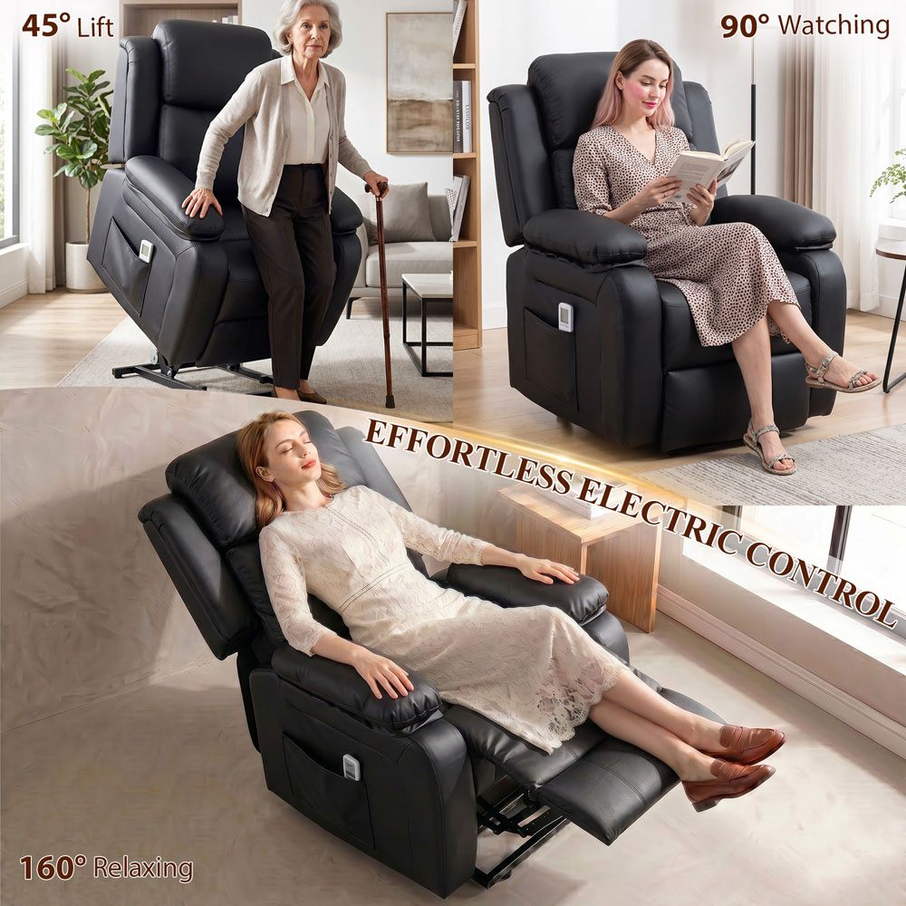 HOMCOM Black Power Lift Riser and Recliner Chair with Remote Image 5