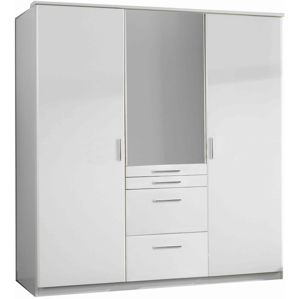 TJ'S Diver 3 Door 4 Drawer White Wardrobe Image 2
