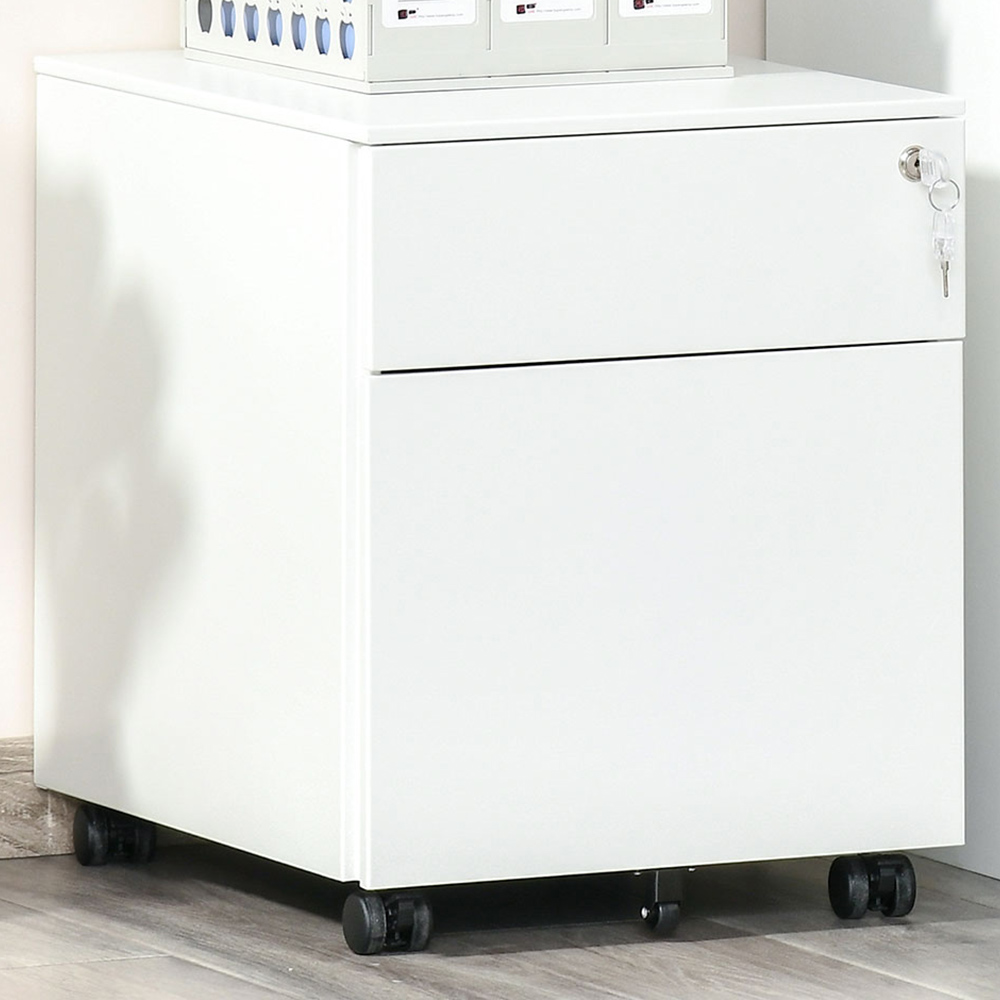 Portland White 2 Drawer Lockable File Cabinet Image 1