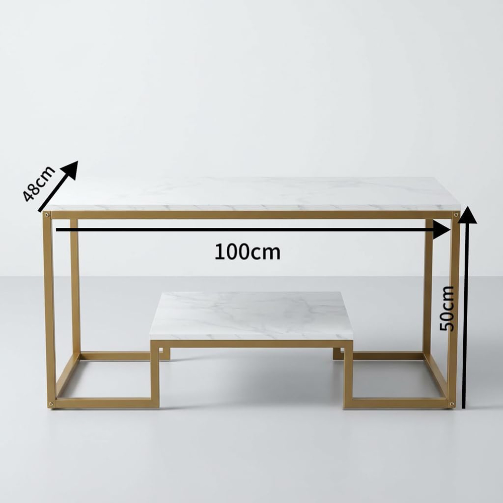 Alivio Single Shelf White Modern Industrial Coffee Table Image 9