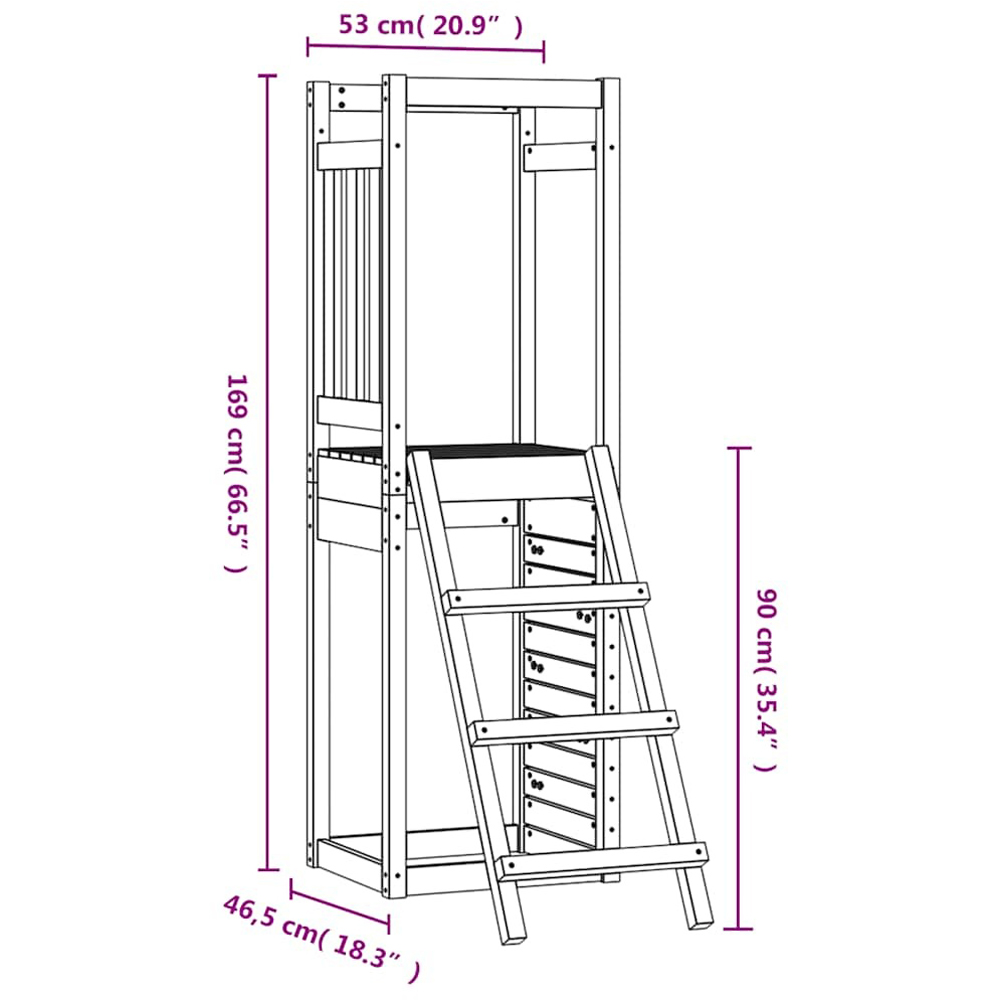 Walplus Kids Impregnated Pine Wood Outdoor Tower Playset with Ladder and Rockwall Image 8