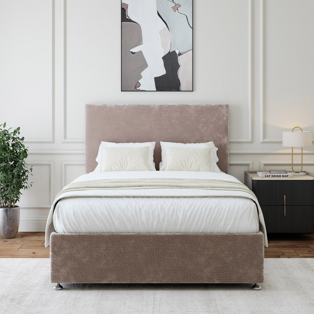 Bedmaster King Size Silver Chenille Divan Base with Valencia Headboard Image 2