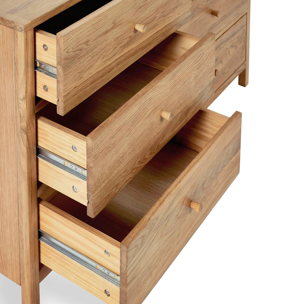 Julian Bowen Coxmoor 6 Drawer Solid Oak Wide Chest of Drawers Image 5