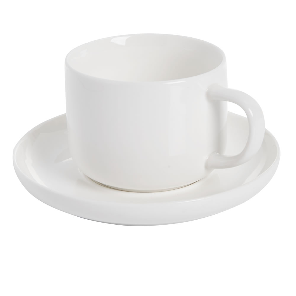 Wilko Cup and Saucer White 220ml Image 1