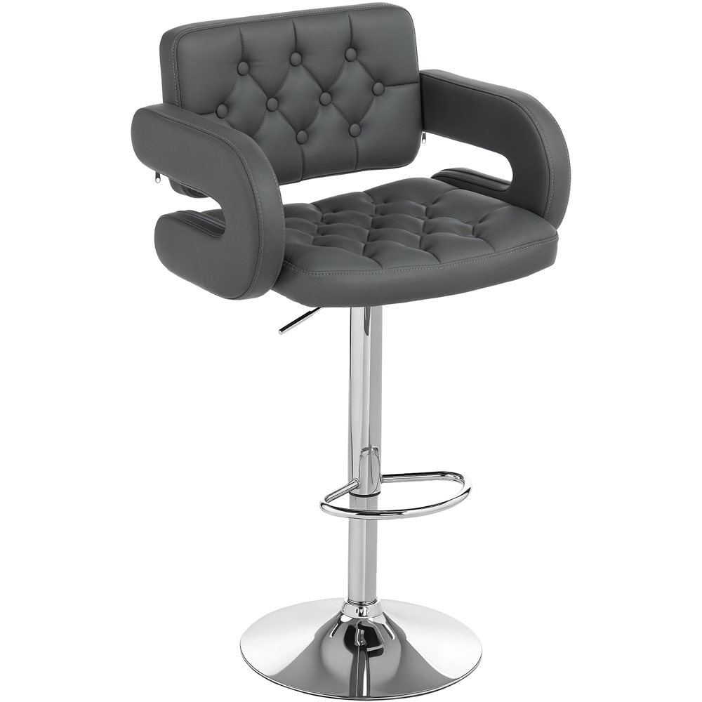 Portland Grey PU Leather Height Adjustable Swivel Bar Stool Image 2