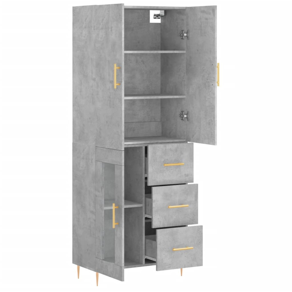 vidaXL 3 Door 3 Drawer Concrete Grey Highboard Image 4