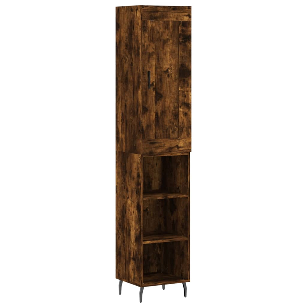 vidaXL Single Door 3 Shelf Smoked Oak Highboard Image 2
