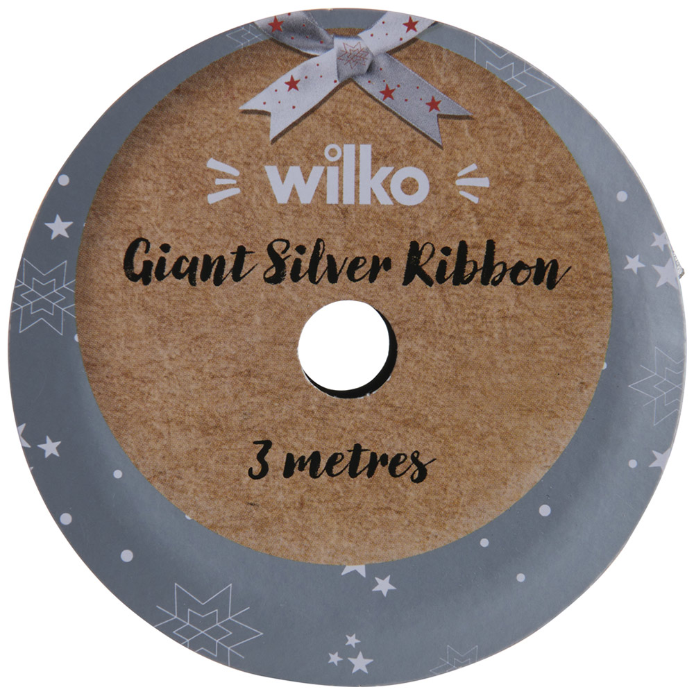 wilko Giant Silver Fabric Ribbon 3m Image 3