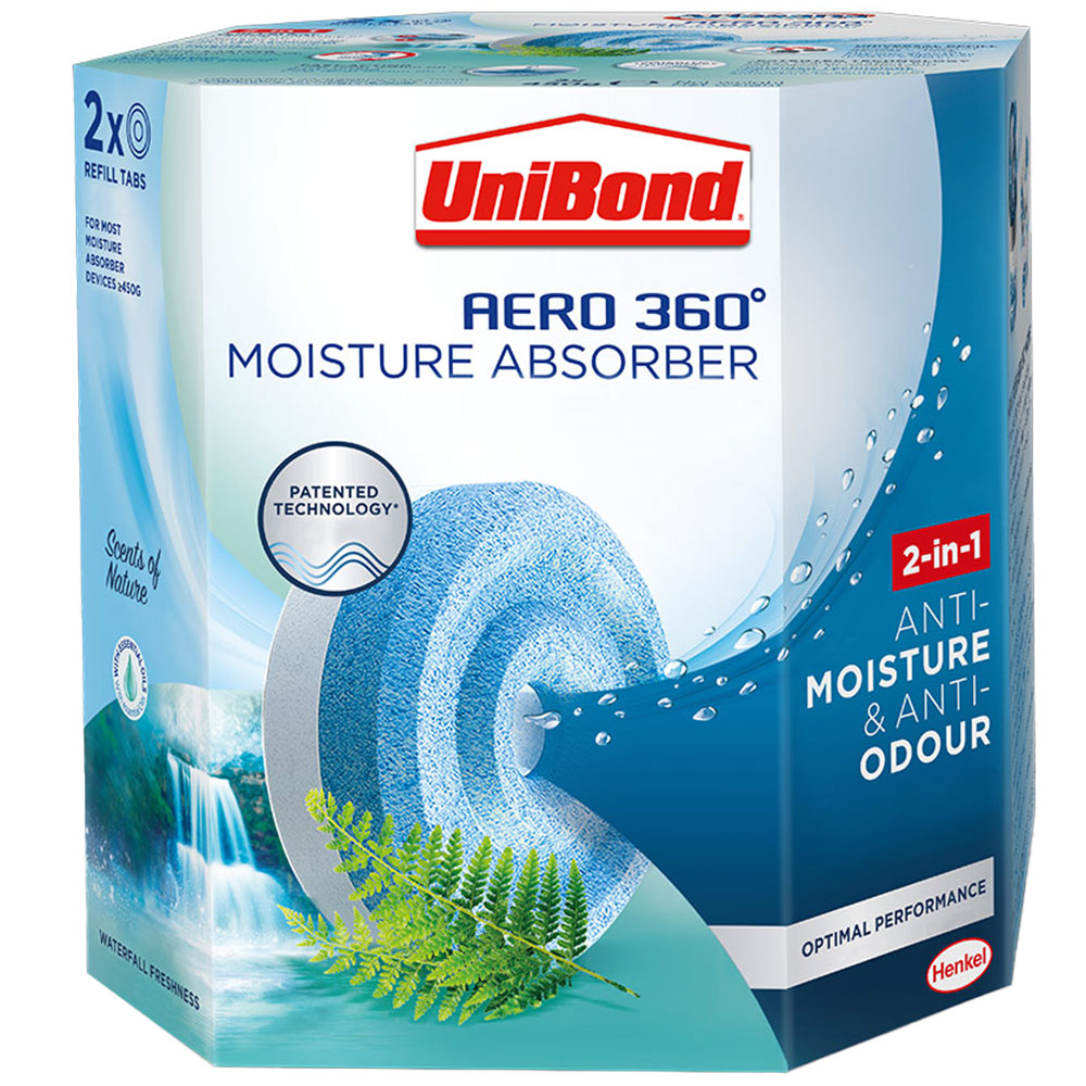 UniBond Aero 360 2 Pack Waterfall Freshness Moisture Absorber Refills Image 1