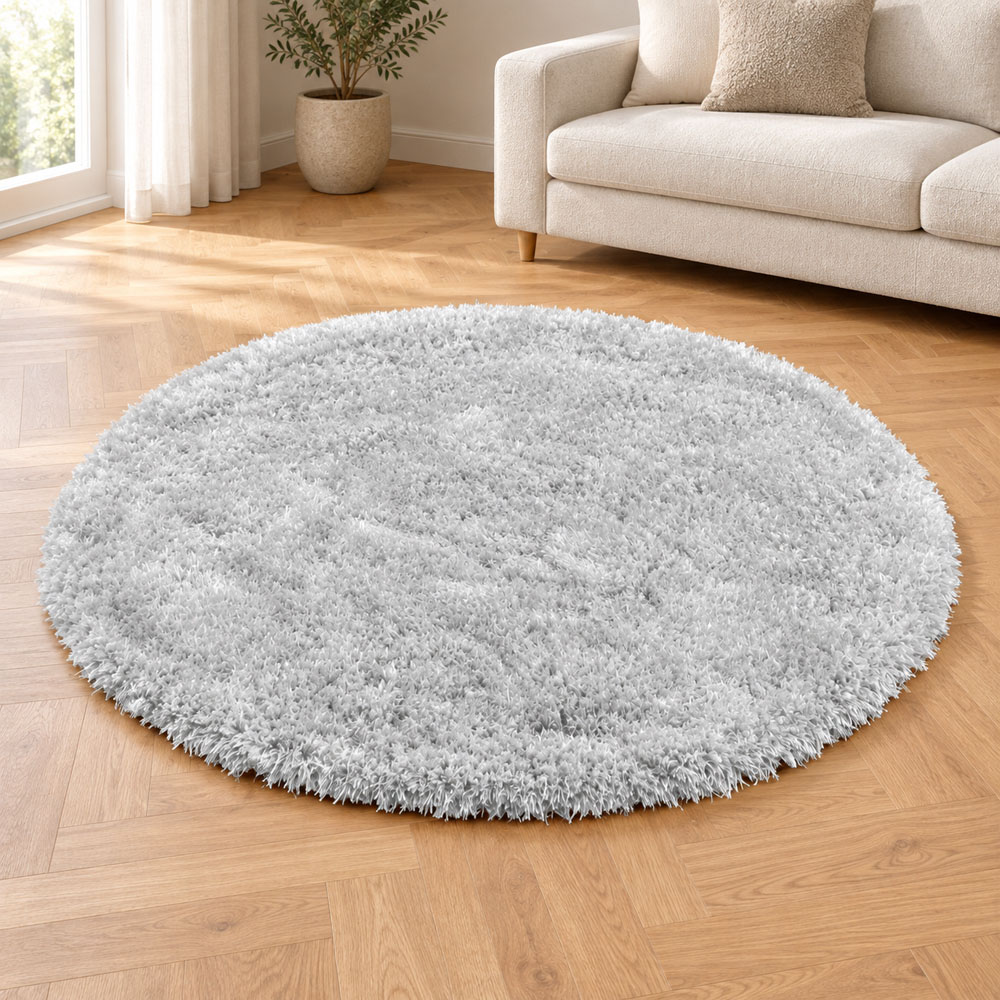 Portland Urco Boston Silver Plain Shaggy Rug 133 x 133cm Image 1