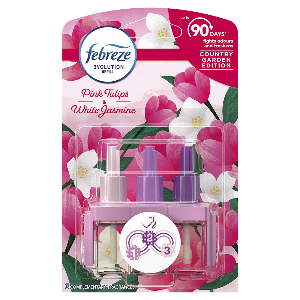 Febreze 3Volution Mrs Hinch Pink Tulips and White Jasmine Plug In Air Freshener Refill Case of 6 x 20ml Image 2