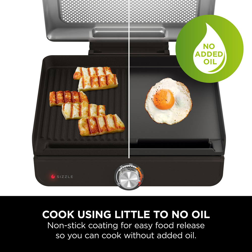 Ninja GR101UK Sizzle Low Smoke Indoor Grill and Flat Plate Image 7