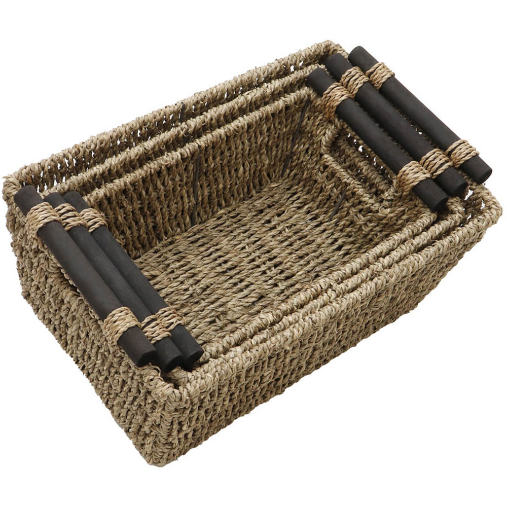 JVL Seagrass Tapered Storage Baskets with Handles Set of 3 Image 4