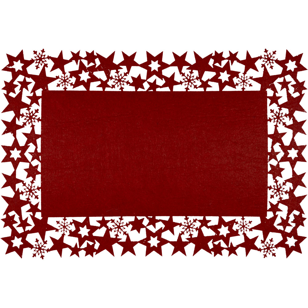 St Helens Star and Snowflake Maroon Felt Table Mats 2 Pack Image 1