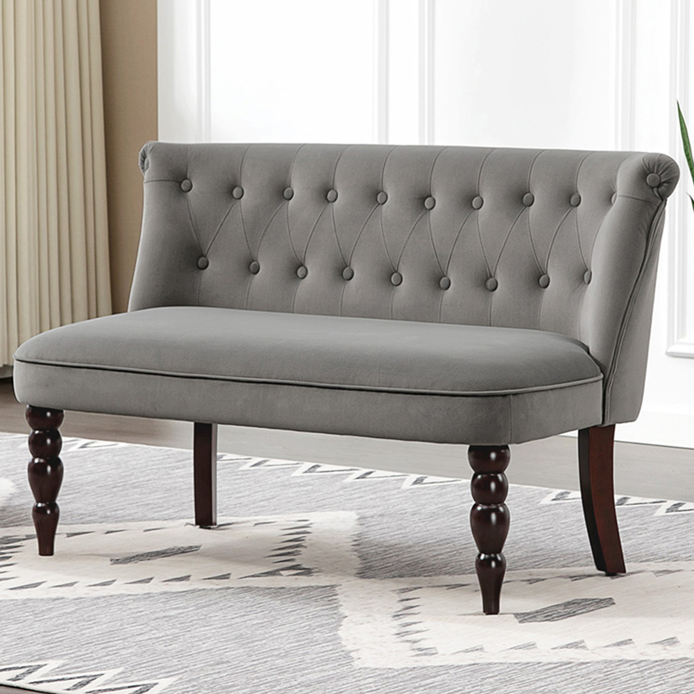 HOMCOM 2 Seater Charcoal Grey Velvet Lounger Sofa Image 1
