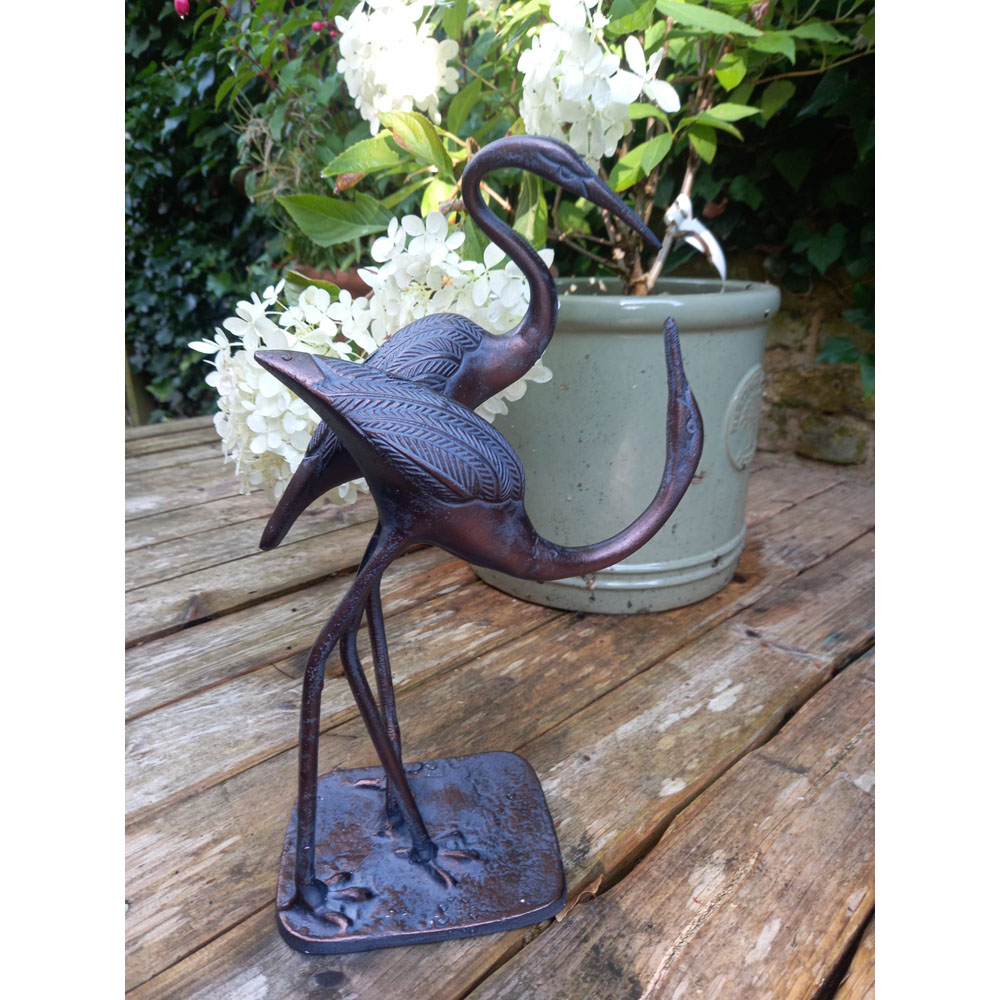 Inspirational Gifting Love Cranes Cast Aluminium Garden Ornament Image 5