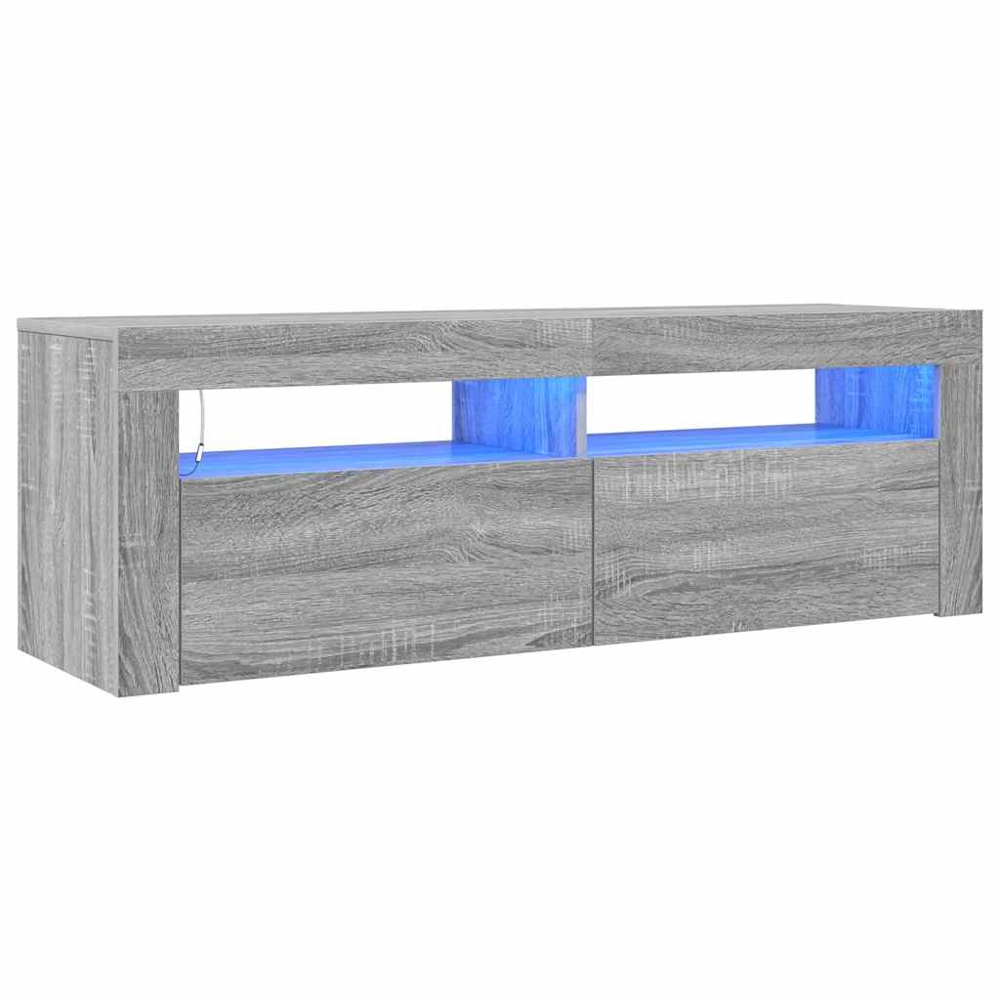 vidaXL 2 Door 2 Shelf Grey Sonoma TV Cabinet with RGB LED Lights Image 3